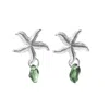 Glasstyk I/s Women's Starfish Earrings Green Sea Glass Steel