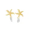 Glasstyk I/s Women's Starfish Earrings White Sea Glass Gold