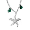 Glasstyk I/s Women's Starfish Necklace Blue Sea Glass Steel