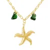 Glasstyk I/s Women's Starfish Necklace Green Sea Glass Gold