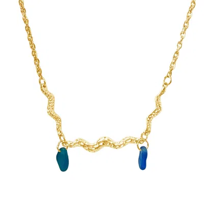 Glasstyk Women's Blue Havbølge Necklace