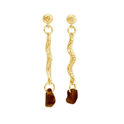 Glasstyk Women's Brown Kokosbølge Store Earrings