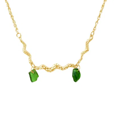 Glasstyk Women's Green Palmebølge Necklace