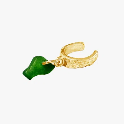 Glasstyk Women's Green Palmedråbe Ear Cuff
