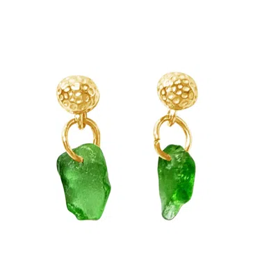 Glasstyk Women's Green Palmedråbe Earrings Gold