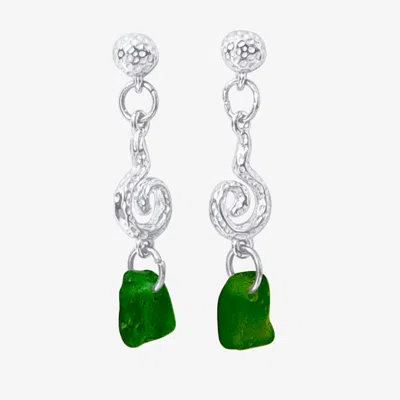 Glasstyk Women's Green Palmespiral Earrings Steel