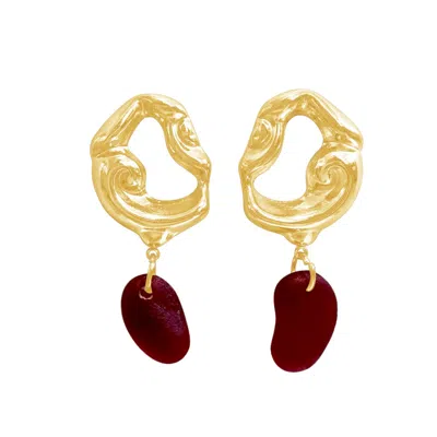 Glasstyk Women's Nazare Earrings Gold Red