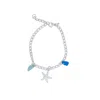 Glasstyk Women's Starfish Bracelet With Blue Sea Glass Steel In Blue