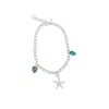 Glasstyk Women's Starfish Bracelet With Green Aea Glass In Stainless Steel In Green