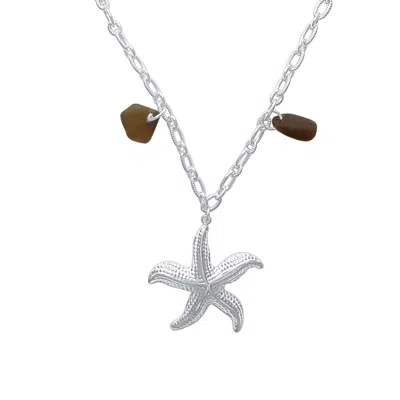 Glasstyk Women's Starfish Necklace Brown Steel