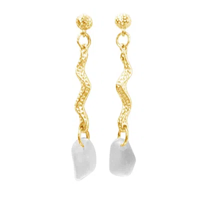 Glasstyk Women's White Bølgeskum Lille Earrings