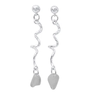 Glasstyk Women's White Skum Swirl Earrings