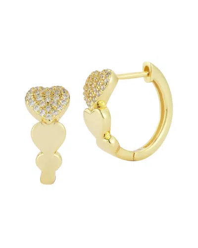 Glaze Jewelry 14k Gold Over Sterling Silver Cz Triple Heart Hoop