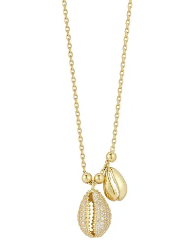 Glaze Jewelry 14k Gold Over Sterling Silver Pave Double Seashell