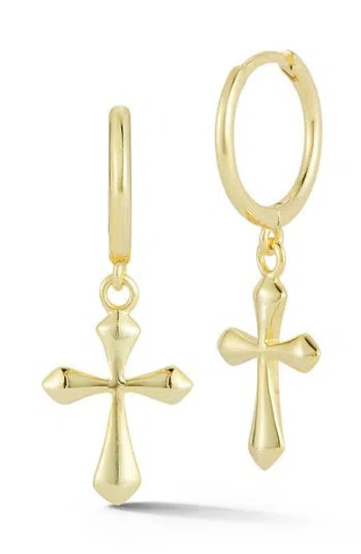 Glaze Jewelry 14k Gold Plated Silver Cross Huggie Hoop Earrings