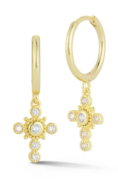 Glaze Jewelry 14k Gold Plated Silver Cross Huggie Hoop Earrings