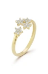 Glaze Jewelry 14k Gold Plated Silver Flower Cuff Ring In Gold