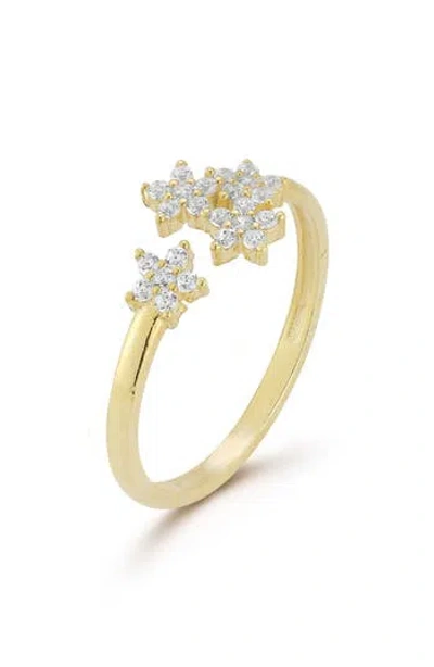 Glaze Jewelry 14k Gold Plated Silver Flower Cuff Ring