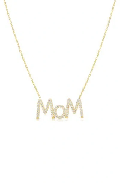 Glaze Jewelry 14k Gold Plated Sterling Silver Cubic Zirconia Mom Pendant Necklace
