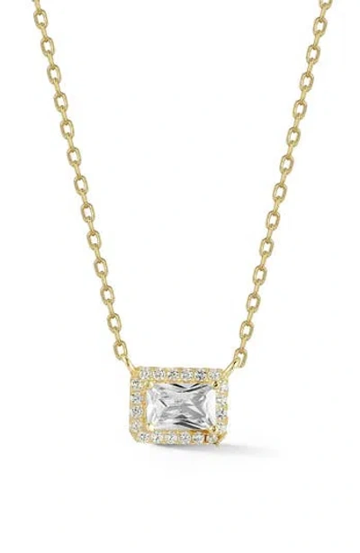 Glaze Jewelry 14k Gold Plated Sterling Silver Cz Halo Pendant Necklace
