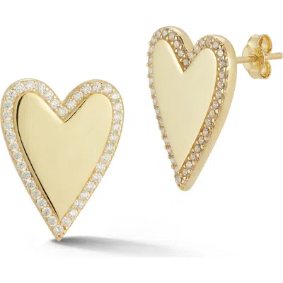 Glaze Jewelry 14k Gold Vermeil Heart Cz Stud Earrings In Yellow Gold