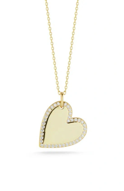 Glaze Jewelry 14k Gold Vermeil Cz Frame Heart Pendant Necklace