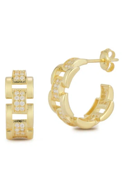 Glaze Jewelry 14k Gold Vermeil Cz Link Hoop Earrings