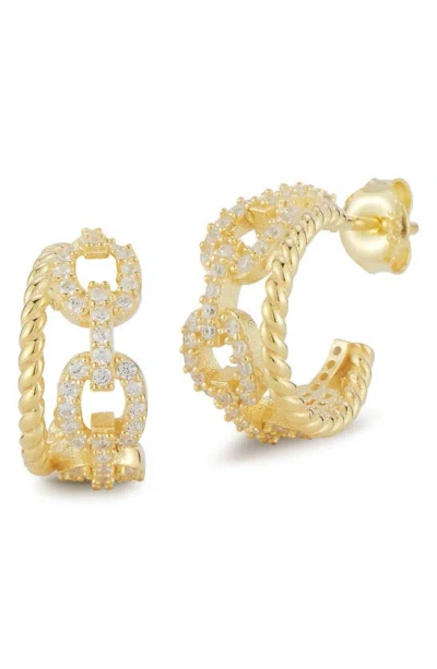 Glaze Jewelry 14k Gold Vermeil Cz Pavé Hoop Earrings