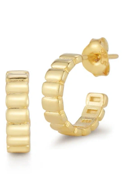 Glaze Jewelry 14k Gold Vermeil Ribbed Huggie Hoop Earrings