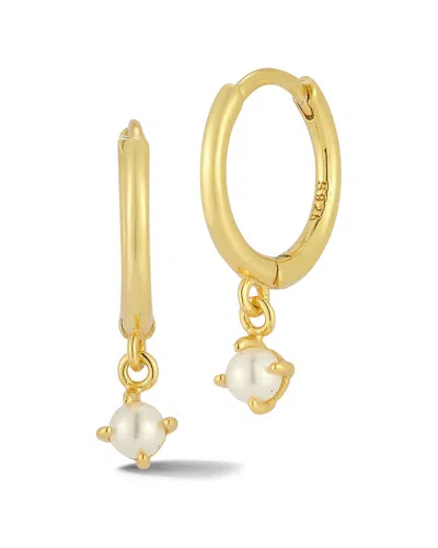 Glaze Jewelry 14k Over Silver Diamond 3mm Pearl Hoops