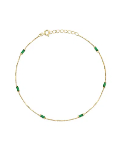 Glaze Jewelry 14k Over Silver Cz Anklet In Gold