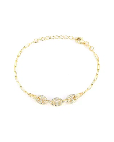 Glaze Jewelry 14k Over Silver Cz Bracelet In Gold