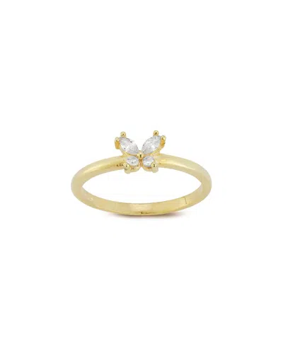 Glaze Jewelry 14k Over Silver Diamond Cz Butterfly Ring In Gold