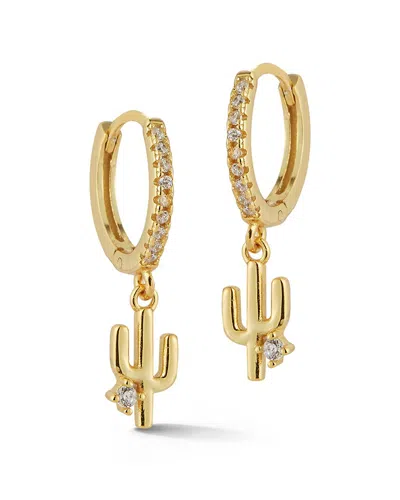 Glaze Jewelry 14k Over Silver Cz Cactus Huggie Earrings