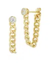 Glaze Jewelry 14k Over Silver Cz Chain Drop Earrings In Gold