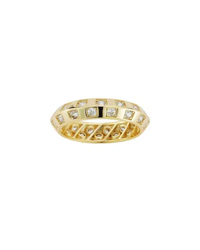 Glaze Jewelry 14k Over Silver Cz Checkered Band Ring In Gold