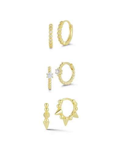 Glaze Jewelry 14k Over Silver Cz Combo Set Of Huggie Earrings