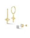 Glaze Jewelry 14k Over Silver Cz Cross Earrings In Gold