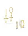 Glaze Jewelry 14k Over Silver Cz Cross Earrings Set