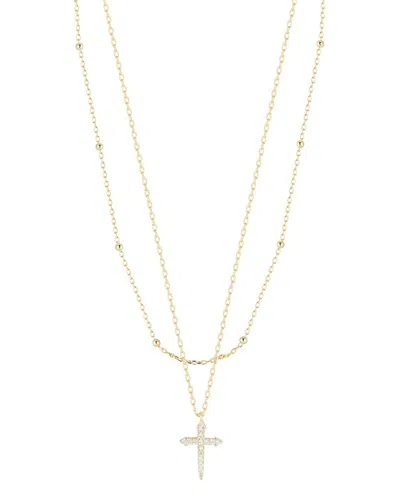 Glaze Jewelry 14k Over Silver Diamond Cz Cross Layered Necklace