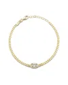 Glaze Jewelry 14k Over Silver Diamond Cz Curb Chain Bracelet