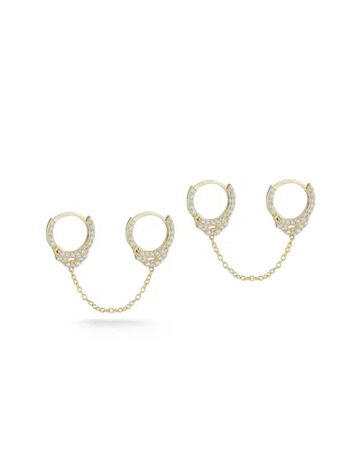 Glaze Jewelry 14k Over Silver Cz Double Piercing Handcuff Earrings
