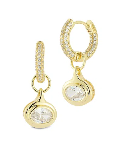 Glaze Jewelry 14k Over Silver Cz Earrings In Gold