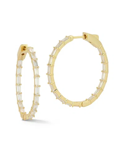 Glaze Jewelry Baguette Cubic Zirconia Hoop Earrings In Gold