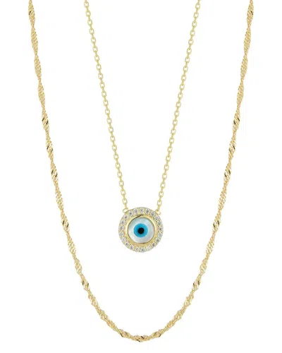 Glaze Jewelry 14k Over Silver Cz Evil Eye Necklace Set