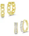 Glaze Jewelry 14k Over Silver Cz Huggie Earrings Set