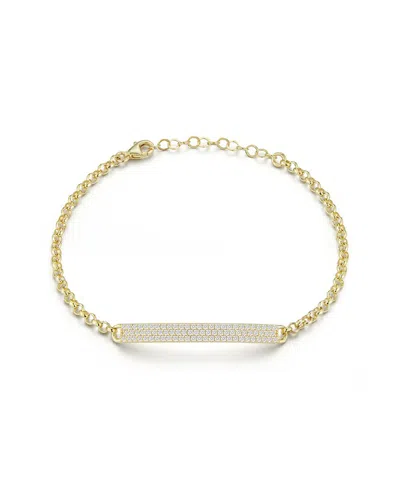 Glaze Jewelry Sterling Silver Thin Pave Id Bracelet In Gold