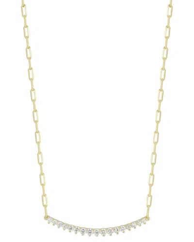 Glaze Jewelry 14k Over Silver Diamond Cz Large Bar Necklace