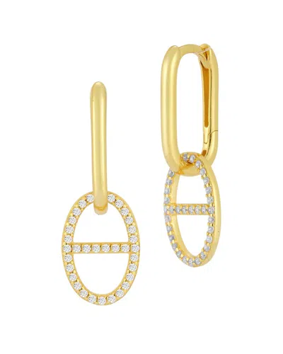 Glaze Jewelry 14k Over Silver Diamond Cz Mariner Link Drop Earrings In Gold