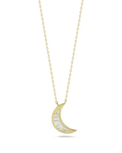 Glaze Jewelry 14k Over Silver Cz Moon Necklace